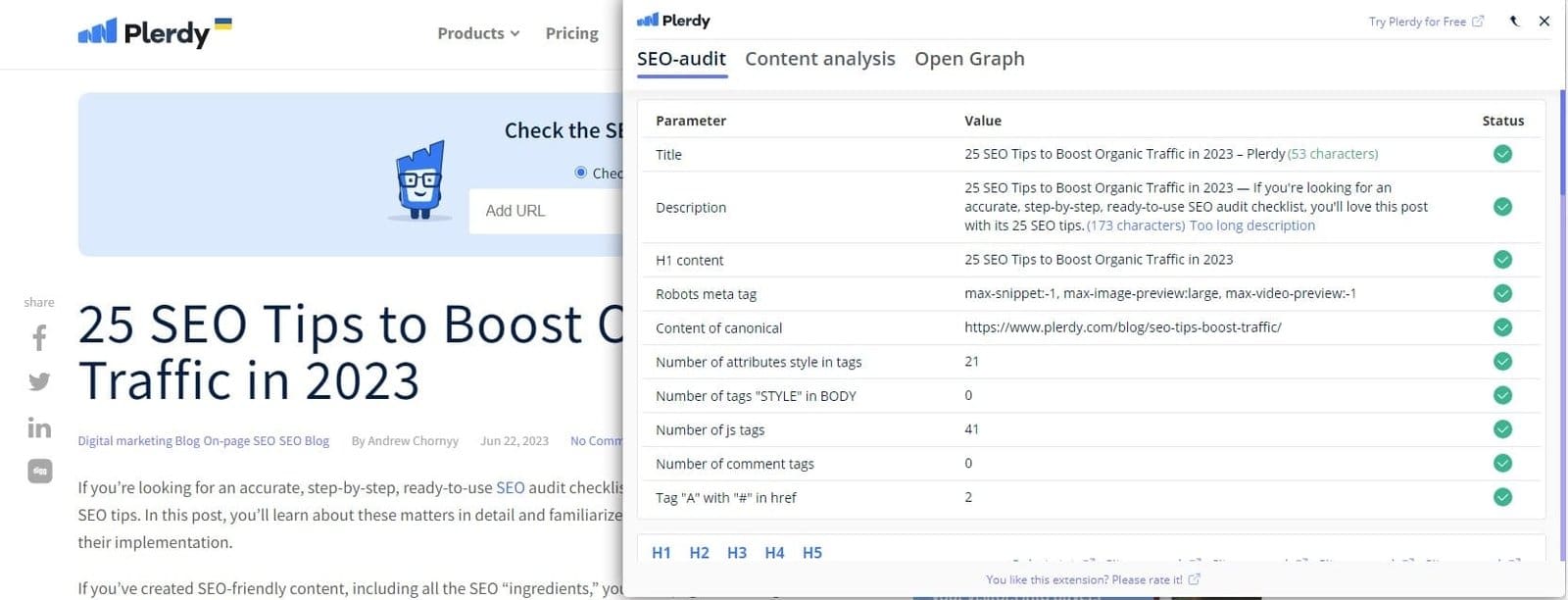 Plerdy SEO Checker Review