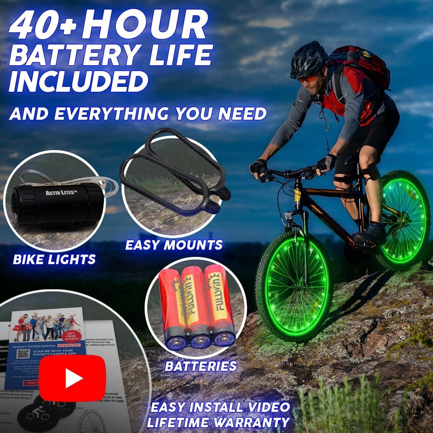 Activ Life LED Bike Wheel Lights with Batteries Included! Get 100% Brighter and Visible from All Angles for Ultimate Safety  Style (1 Tire Pack)