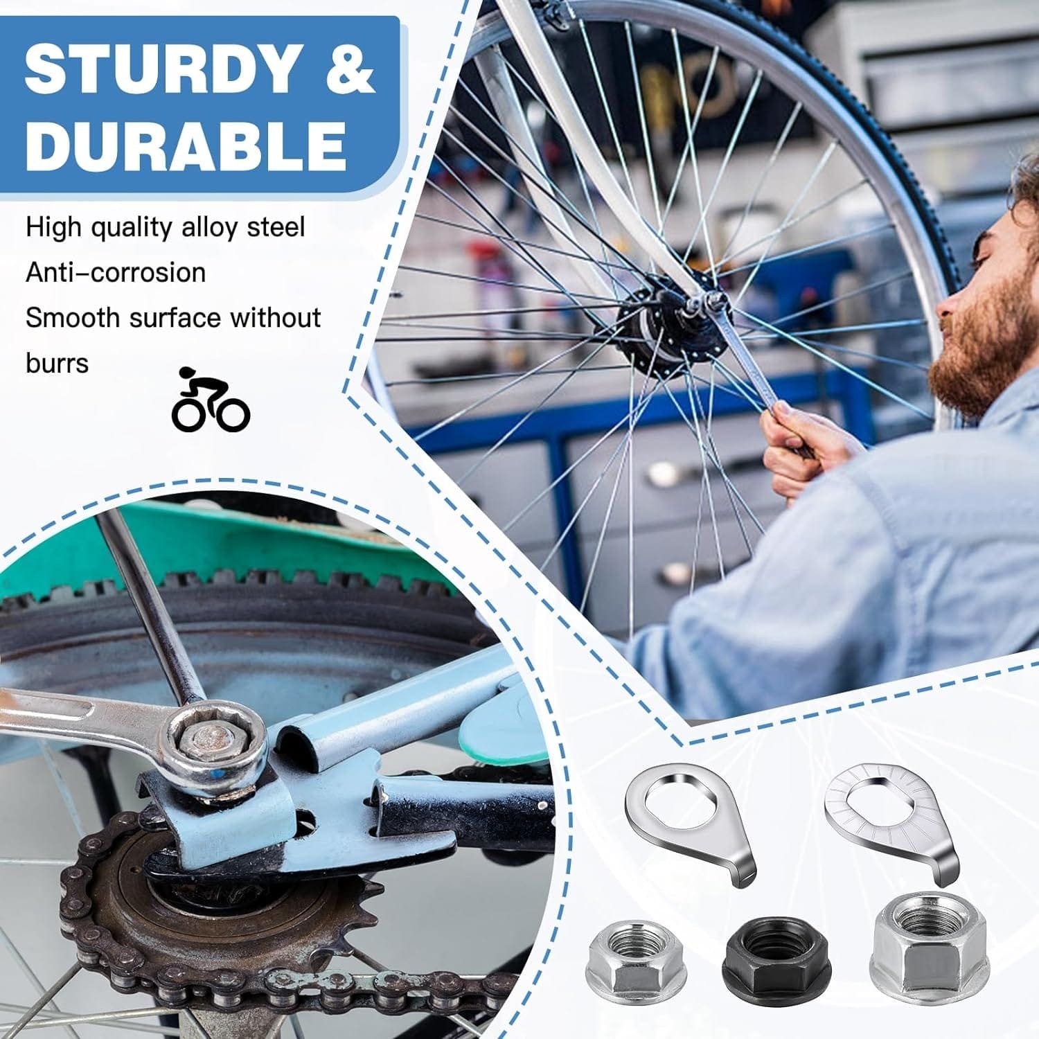 Amazon.com : Zacro 18pcs Bike Wheel Axle Nut and Bicycle Hub Safety Washer Kit, M8 M9.5 M10 Bicycle Hub Flanged Axle Nuts, Bike Parts Accessories for Front and Rear Most Mountain Road Commute Bike Wheel Axle : Sports  Outdoors