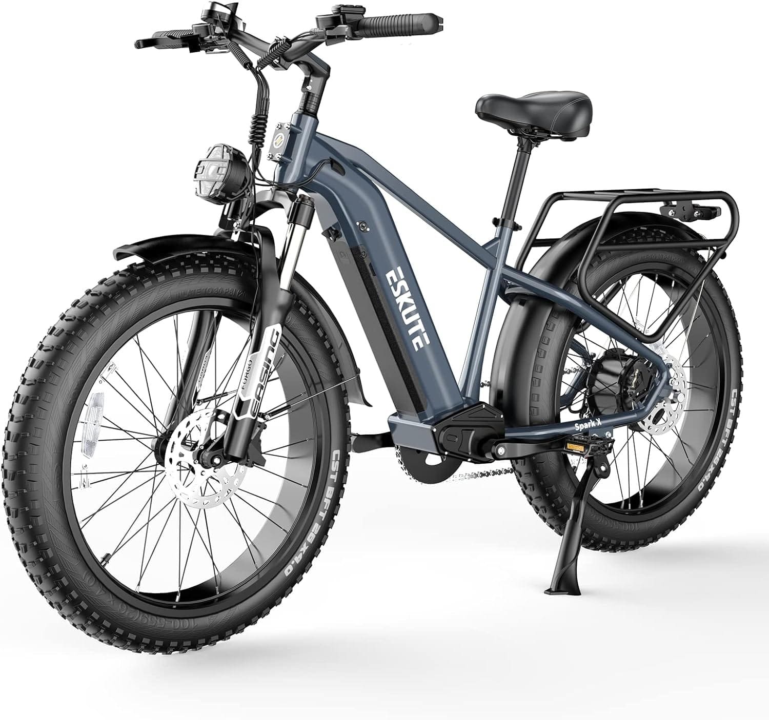 ESKUTE Spark X Electric Bike Fat Tires 26 x 4.0, Dirt ebike 750W Hub Motor, 48V 20Ah Removable Internal Battery, Up to 70 Miles, Max Speed 28 mph, Electric Mountain Bike for Adults