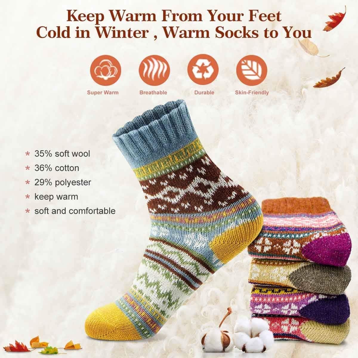 FYC Women Socks Winter - Gifts for Women - Warm Thick Soft Wool Socks Christmas Gifts Socks Cozy Crew Socks