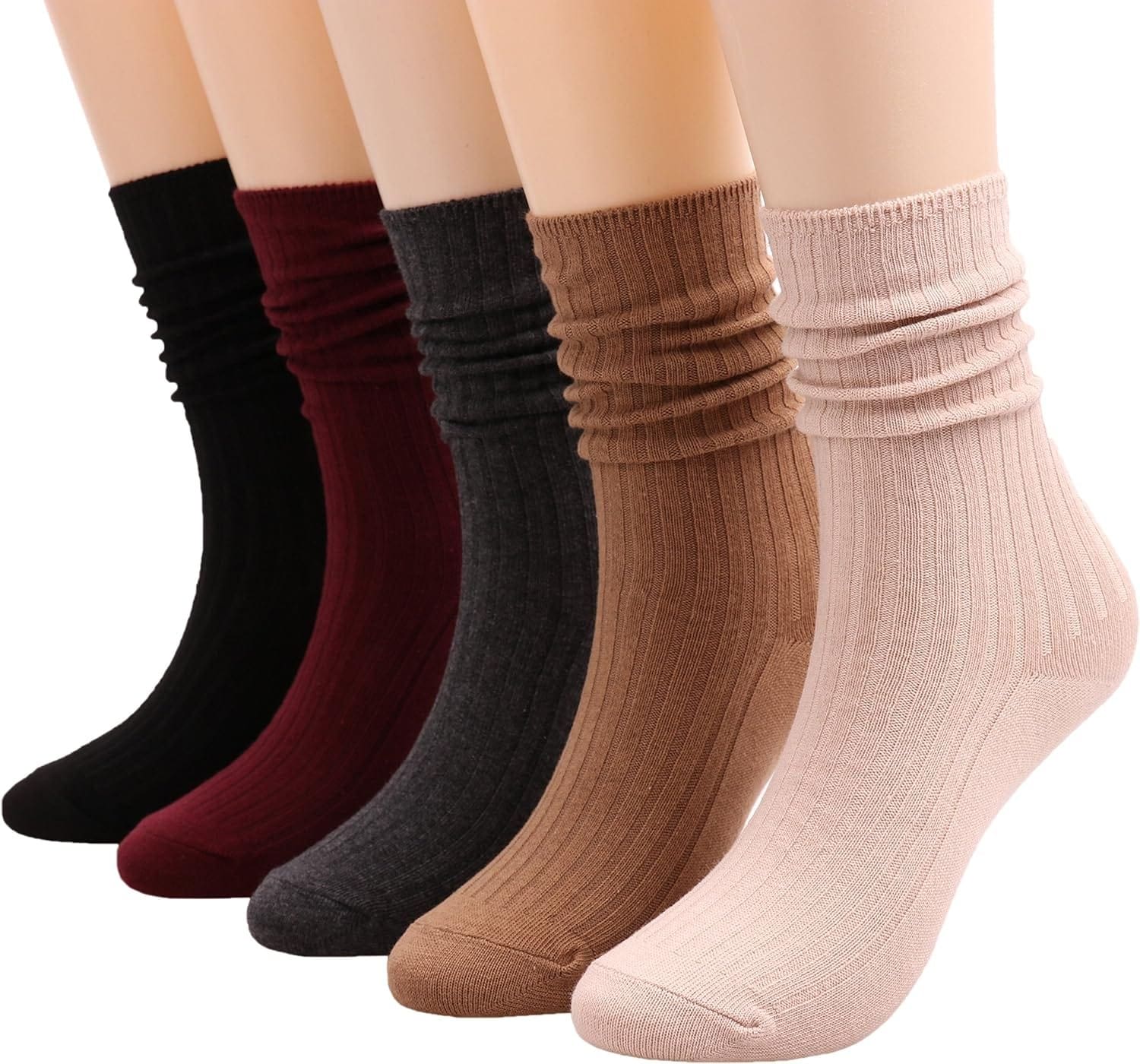 Galsang Womens Socks Thick Knit Wool Thermal Casual Crew Socks,Cozy Warm Slouch Cotton Knit Calf Socks Gift For Women,#K809