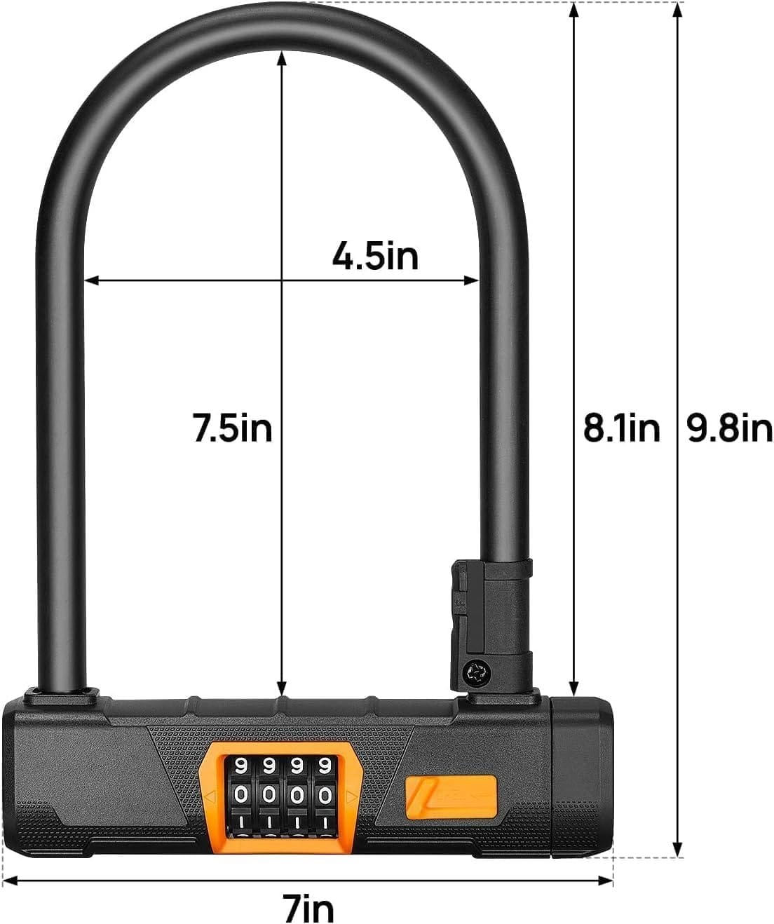 KEMIMOTO Bike U-Lock, Bicycle U Combination Lock with Cable Heavy Duty Anti-Theft Mounting Bracket 14.6mm Shackle, 10mm x1.8m Cable  Padlock Holder for Bicycles E-Bikes Scooters