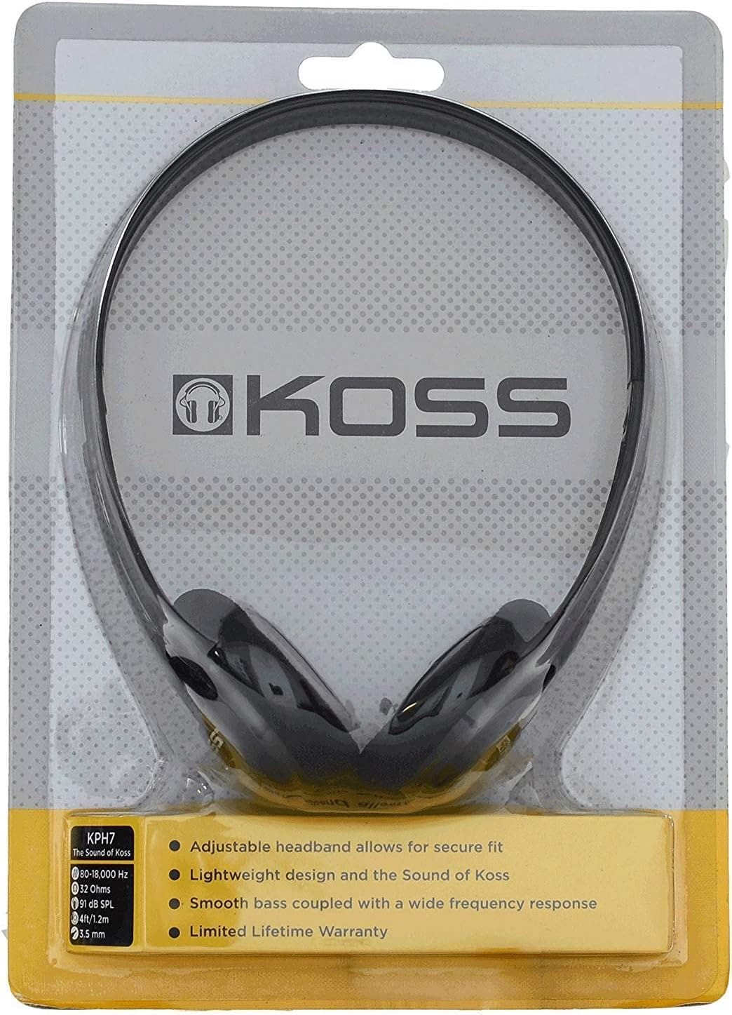 Koss KPH7 Lightweight Portable Headphone, Black