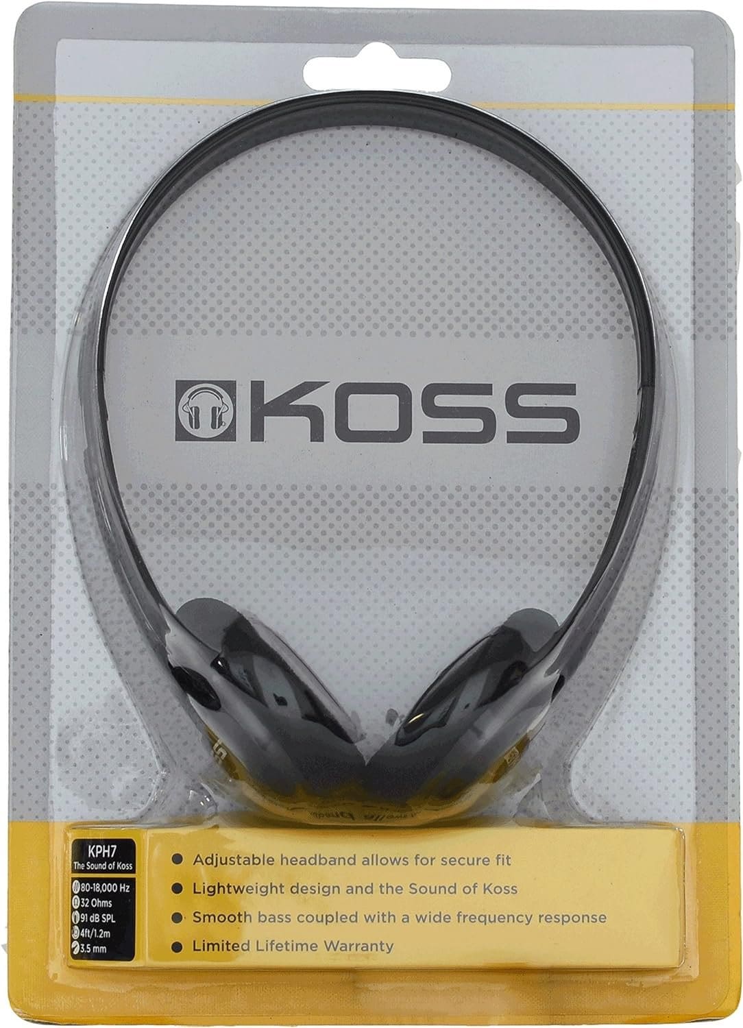 Koss KPH7 Lightweight Portable Headphone, Black