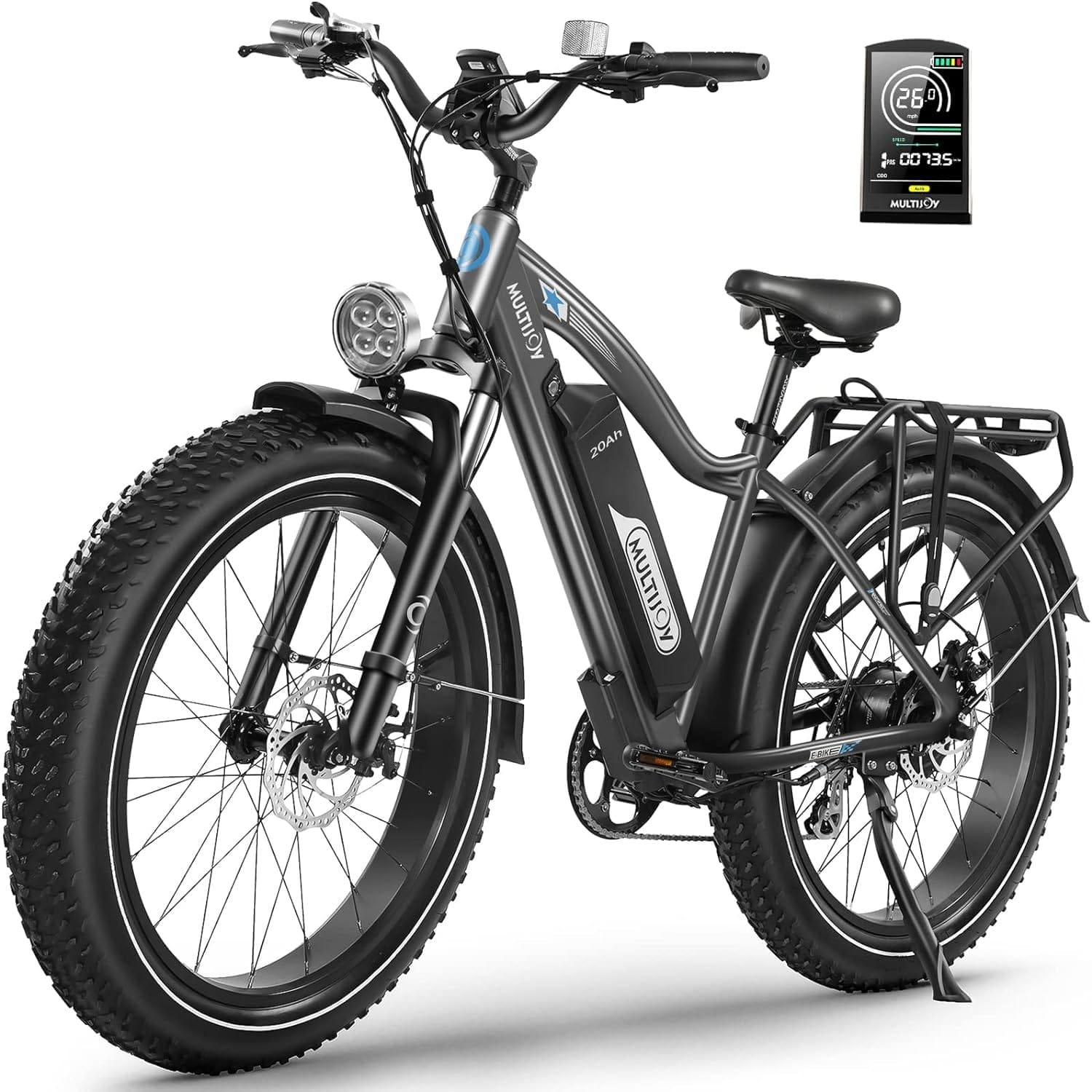 MULTIJOY Electric Bike for Adults,Upgraded 48V 20Ah Removable Battery,750W Powerful Motor  26 Fat Tire Electric Bicycle Snow Beach Mountain Ebike