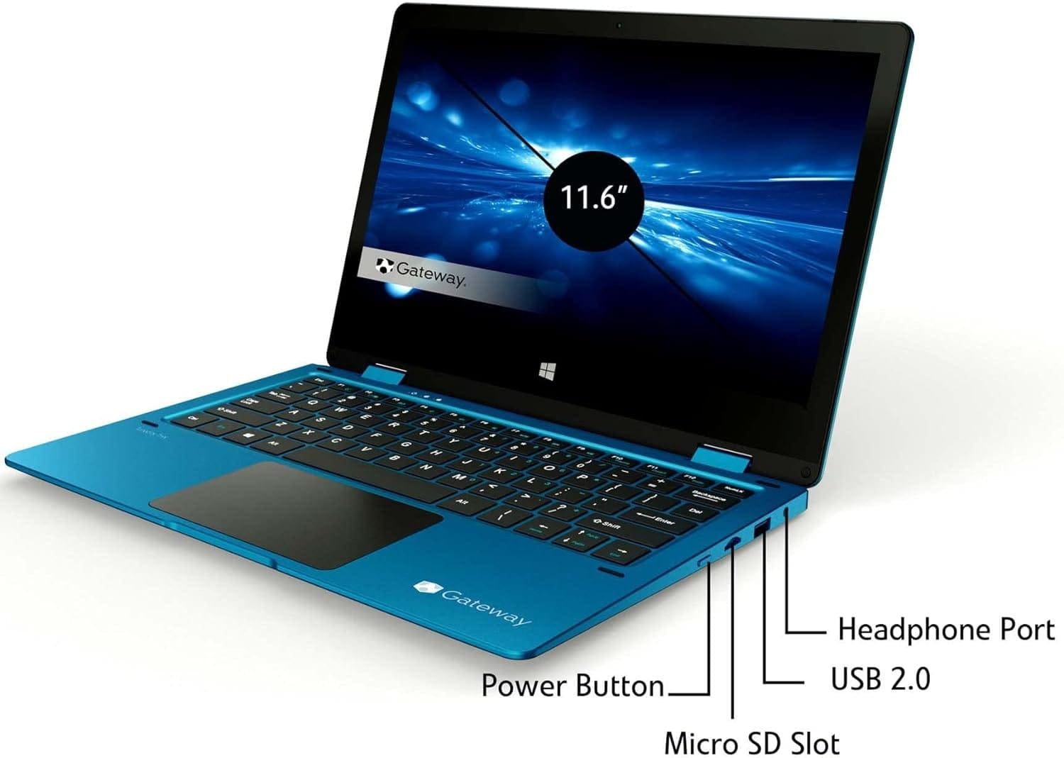 Newest Gateway Touchscreen 11.6 HD 2-in-1 Convertible Laptop in Blue Intel N4020 4GB RAM 64GB SSD Mini-HDMI Webcam Windows 10 S