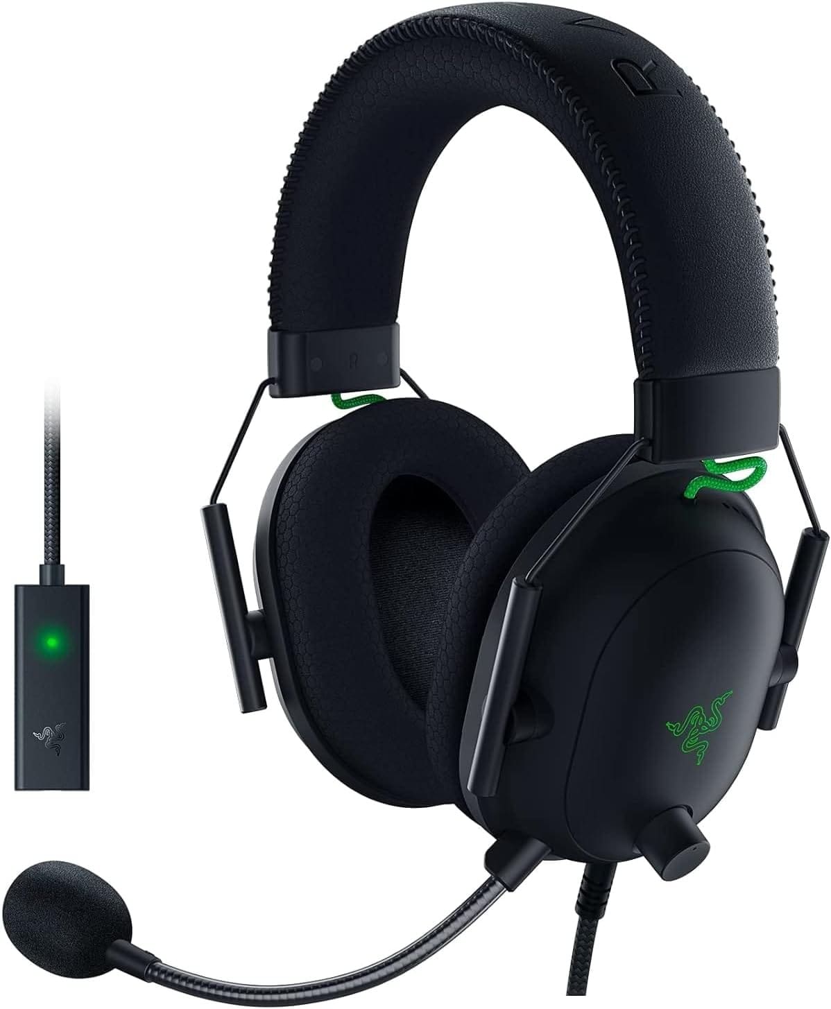 Razer BlackShark V2 Gaming Headset: THX 7.1 Spatial Surround Sound - 50mm Drivers - Detachable Mic - PC, PS4, PS5, Switch - 3.5 mm Audio Jack  USB DAC - Black