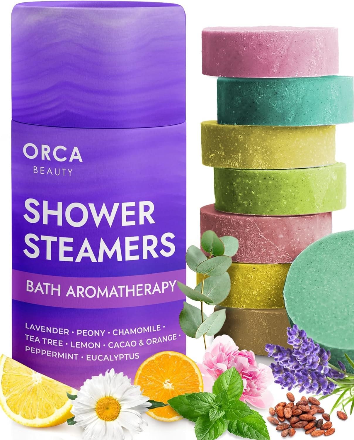 Shower Steamers (8 Scents) Includes Eucalyptus Shower Bombs, Shower Steamers Aromatherapy Shower Steamer, Shower Bombs Aromatherapy, Shower Bomb Menthol, Shower Steamers for Women  Men Shower Tablets