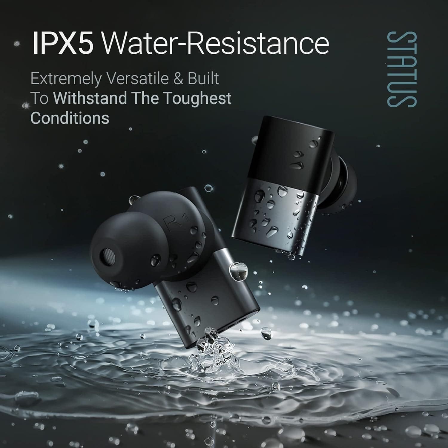 Status Audio Between Pro True Wireless Earbuds - Small Charging Case - 4 Microphones - Hybrid Triple Driver - 12 + 36 Hour Battery - Bluetooth 5.2 - Noise-Isolating Fit - IPX5 Water Resistant Ear Buds