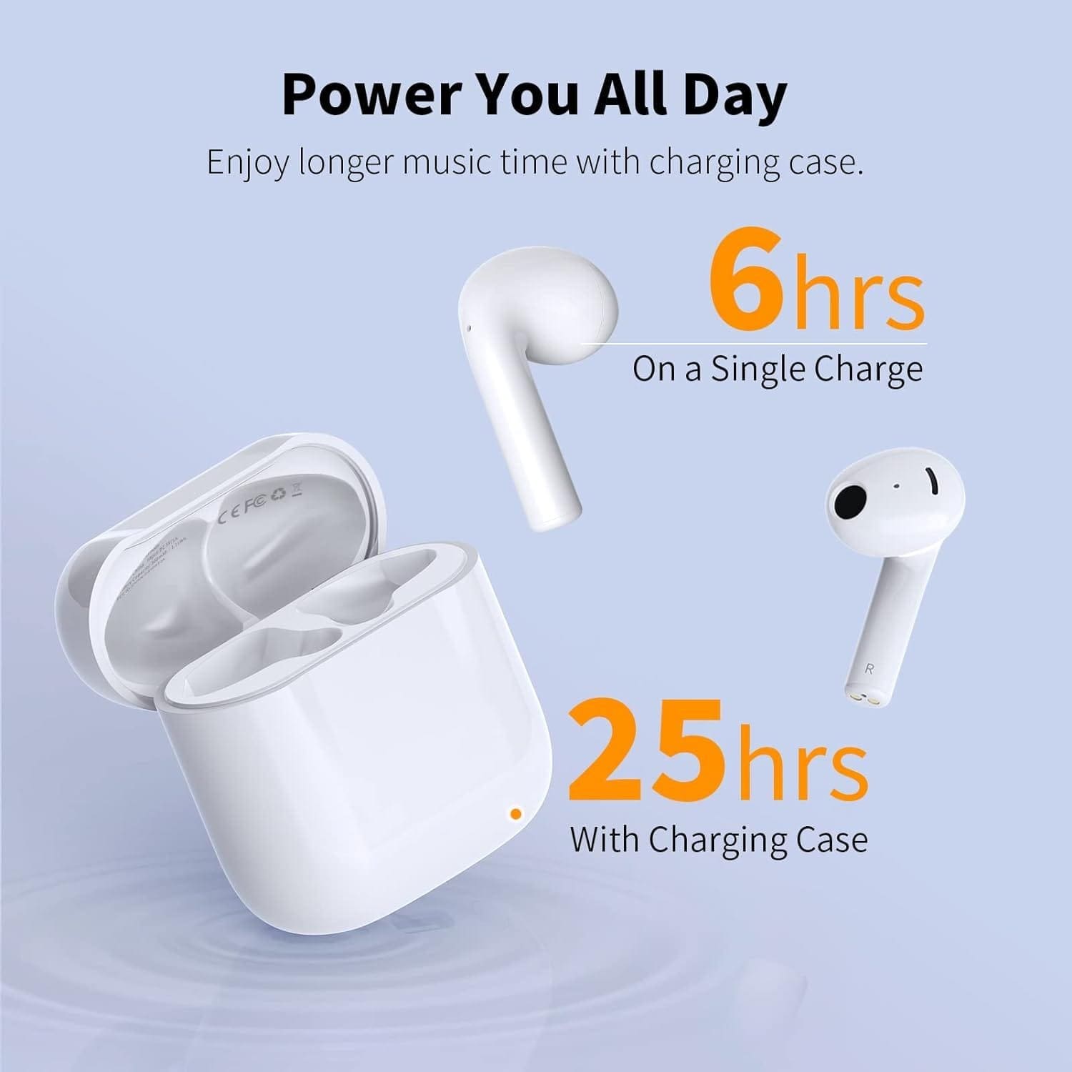 Wireless Earbuds, Bluetooth Earbuds Environmental Noise Cancellation 4 Mic Call Noise Cancelling Mini Earbuds, Bluetooth 5.3 Light Weight Deep Bass Headphones for Work, Home Office