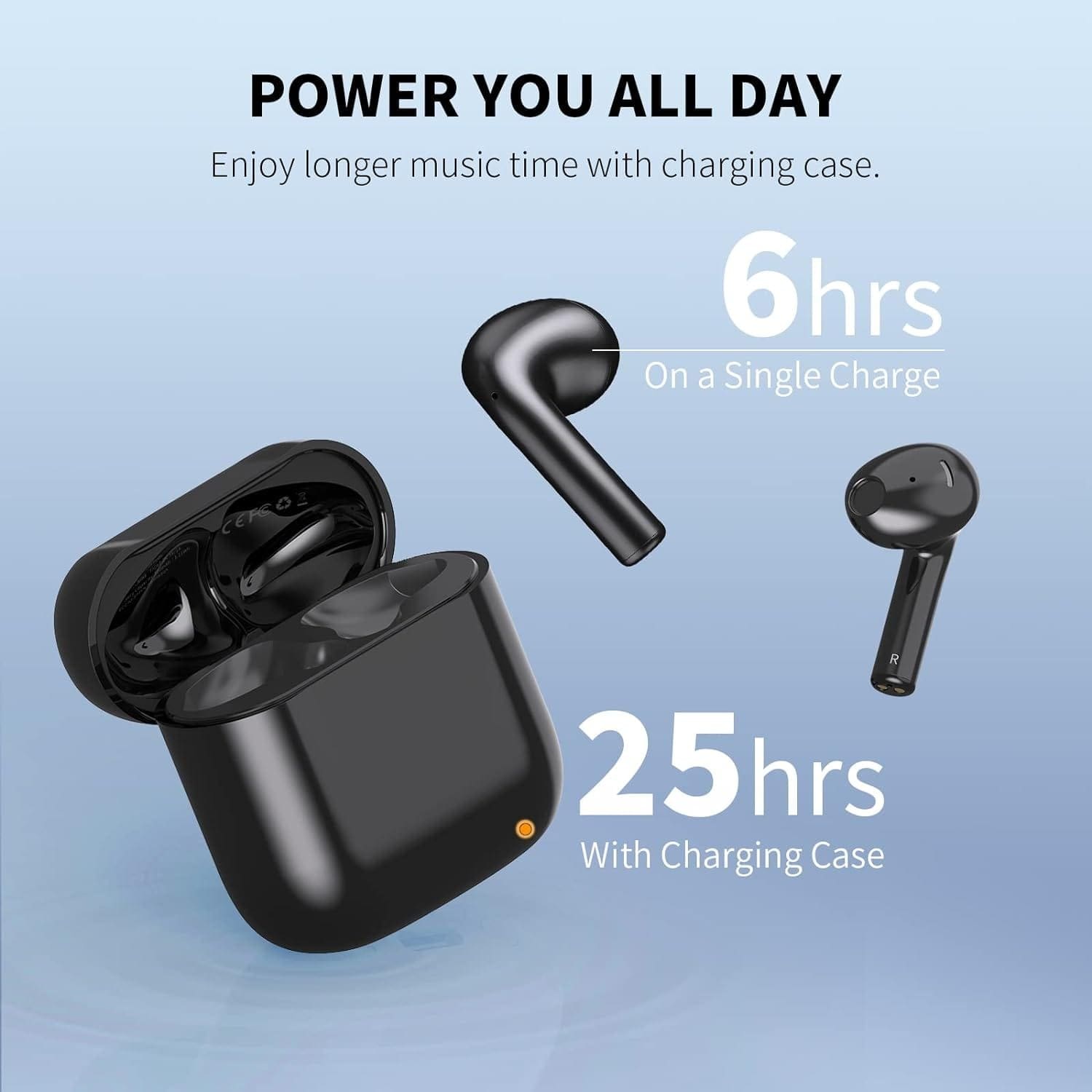 Wireless Earbuds, Bluetooth Earbuds Environmental Noise Cancellation 4 Mic Call Noise Cancelling Mini Earbuds, Bluetooth 5.3 Light Weight Deep Bass Headphones for Work, Home Office