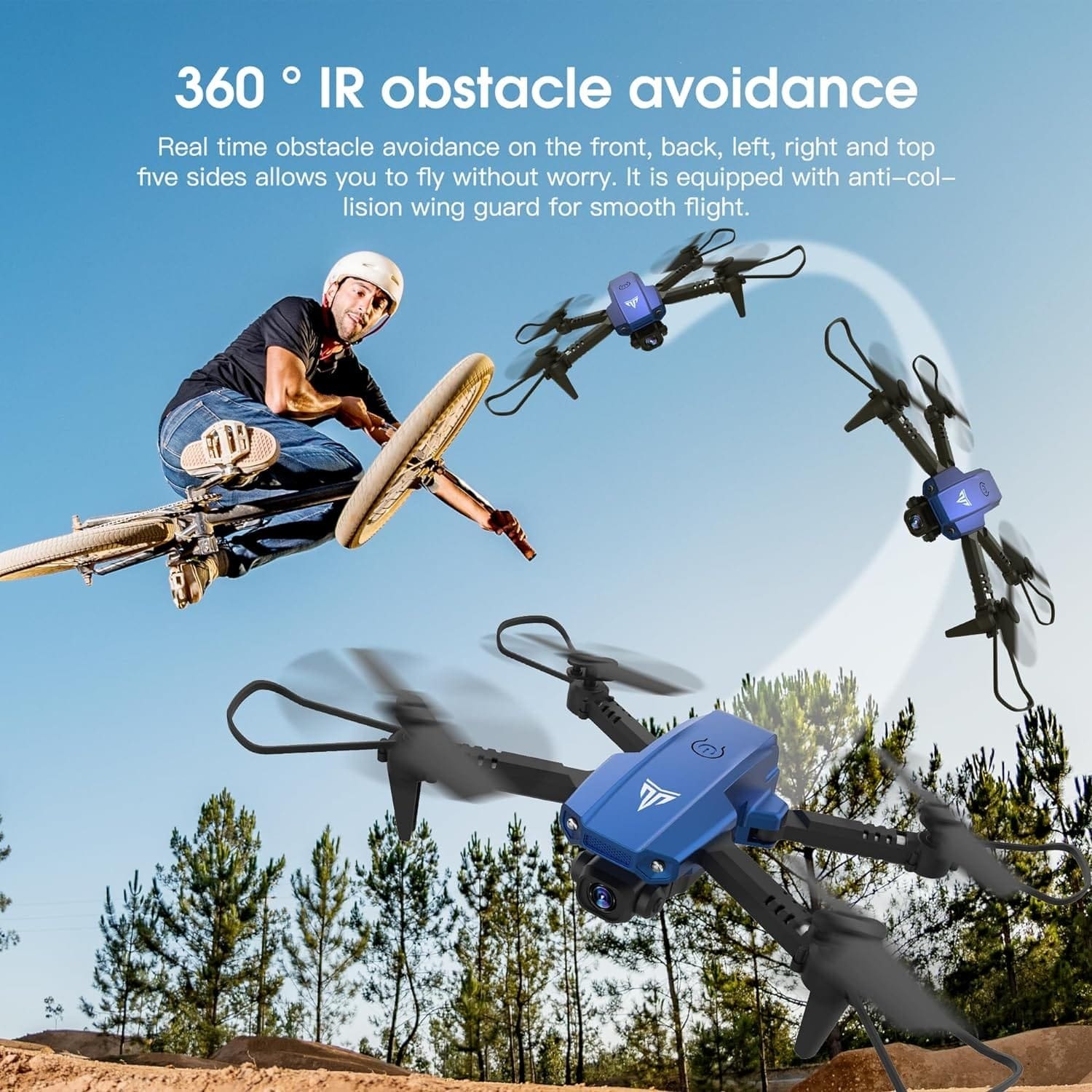 Drone with 1080P FPV Dual Cameras,RC Aircraft Quadcopter with Headless,3D Flips,One Key Start,3 Speed Adjustment,2 Batteries 36 minutes of battery life, Foldable Drone for Kids,Adults,Beginners,Air Pressure Fixed Height,Christmas gift,Automatic Return,Optical Flow