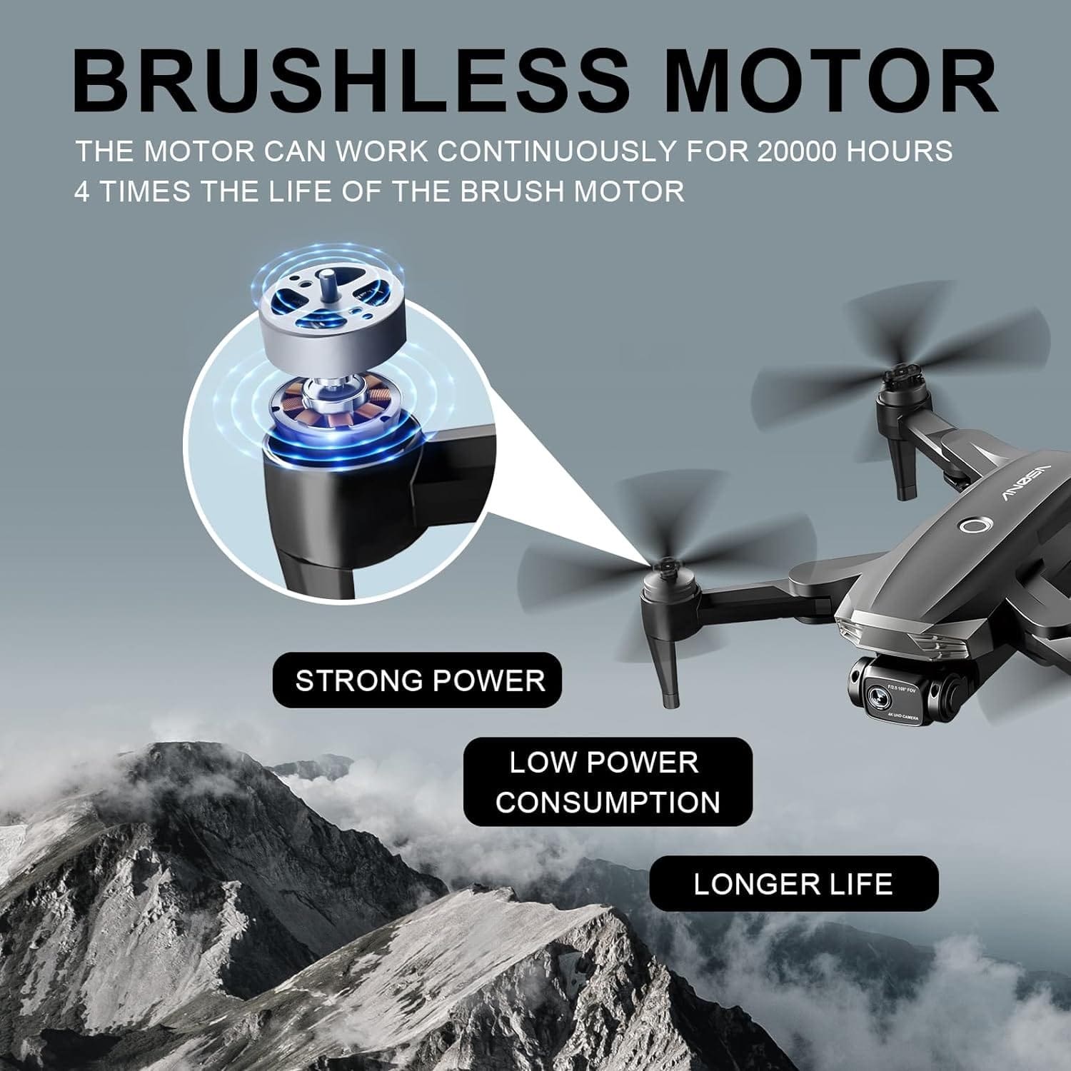 Drones with Camera for adults 4K - Toys Gifts for Kids, Adults, Beginner - RC Quadcopter WiFi FPV Live Video, Foldable, Carrying Case, Adjustable Lens, One Key Take Off/Land, Brushless Motor, Long Flying Time, Headless Mode