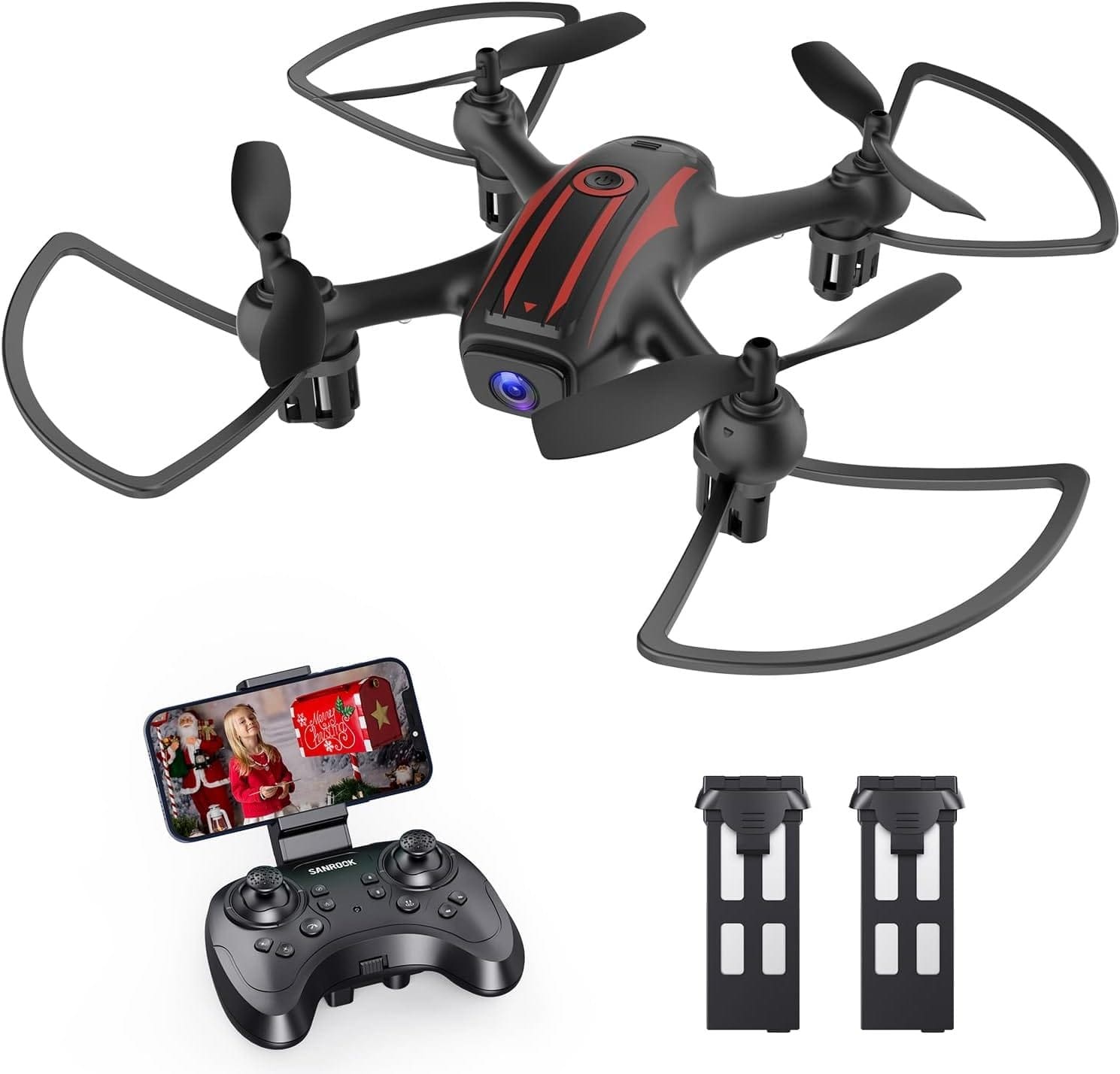 Elukiko Drone with Camera for Adults Kids, 1080P HD FPV WIFI Mini Drones, RC Quadcopter Helicopter with 2 Batteries, Throw to Go, High-Speed Rotation, 3D Flips, Waypoints Fly, Gravity Control, Gesture Control, Headless Mode, Altitude Hold, One Key Take Off/Landing, Toys Gifts for Boys Girls