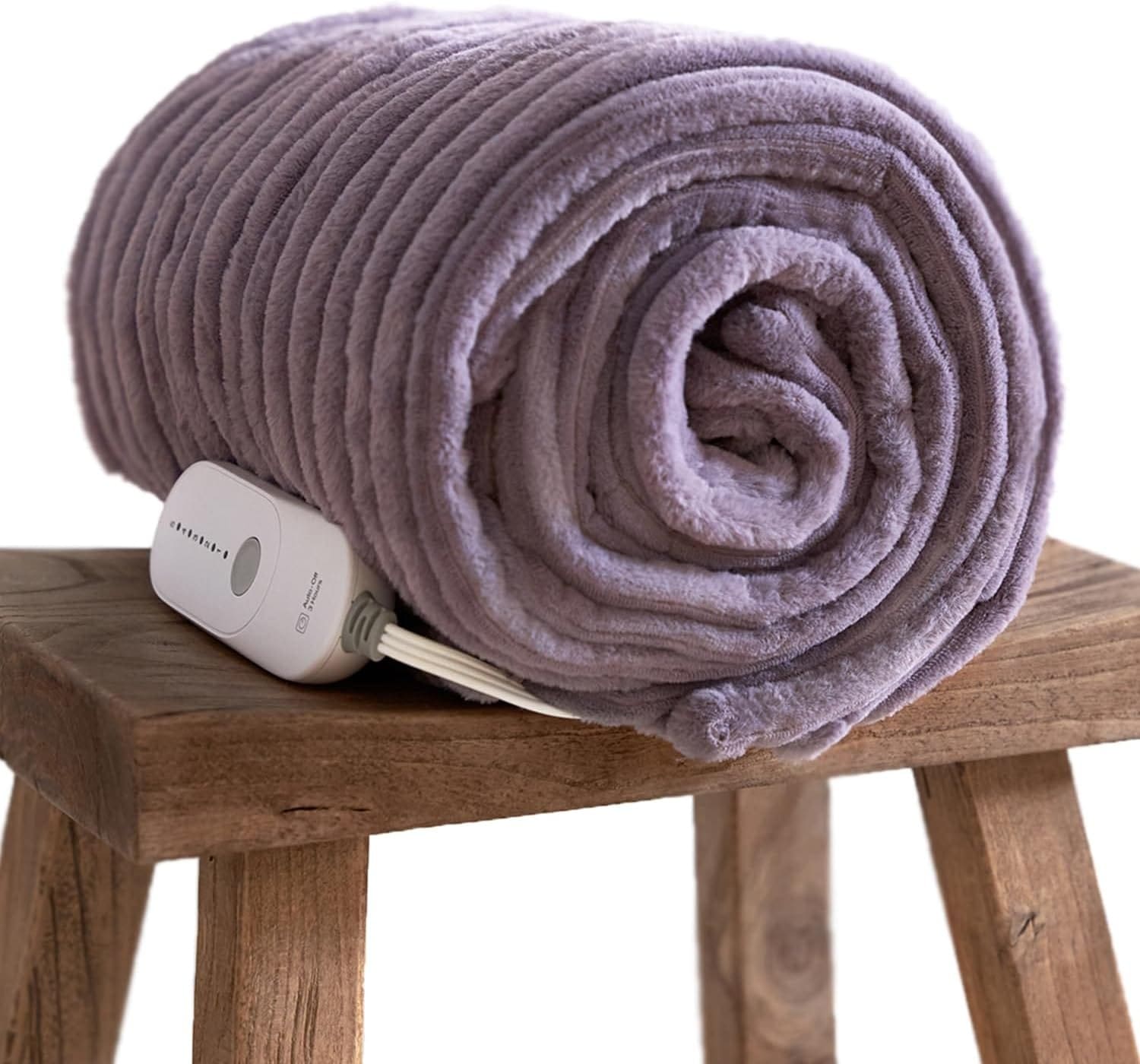 GOTCOZY Electric Blanket Heated Throw 50X60- Ribbed Faux Fur Heated Blanket with 5 Heating Level  3 Hour Auto Off Heating Blanket, ETLFCC Certified Machine Washable(Violet)