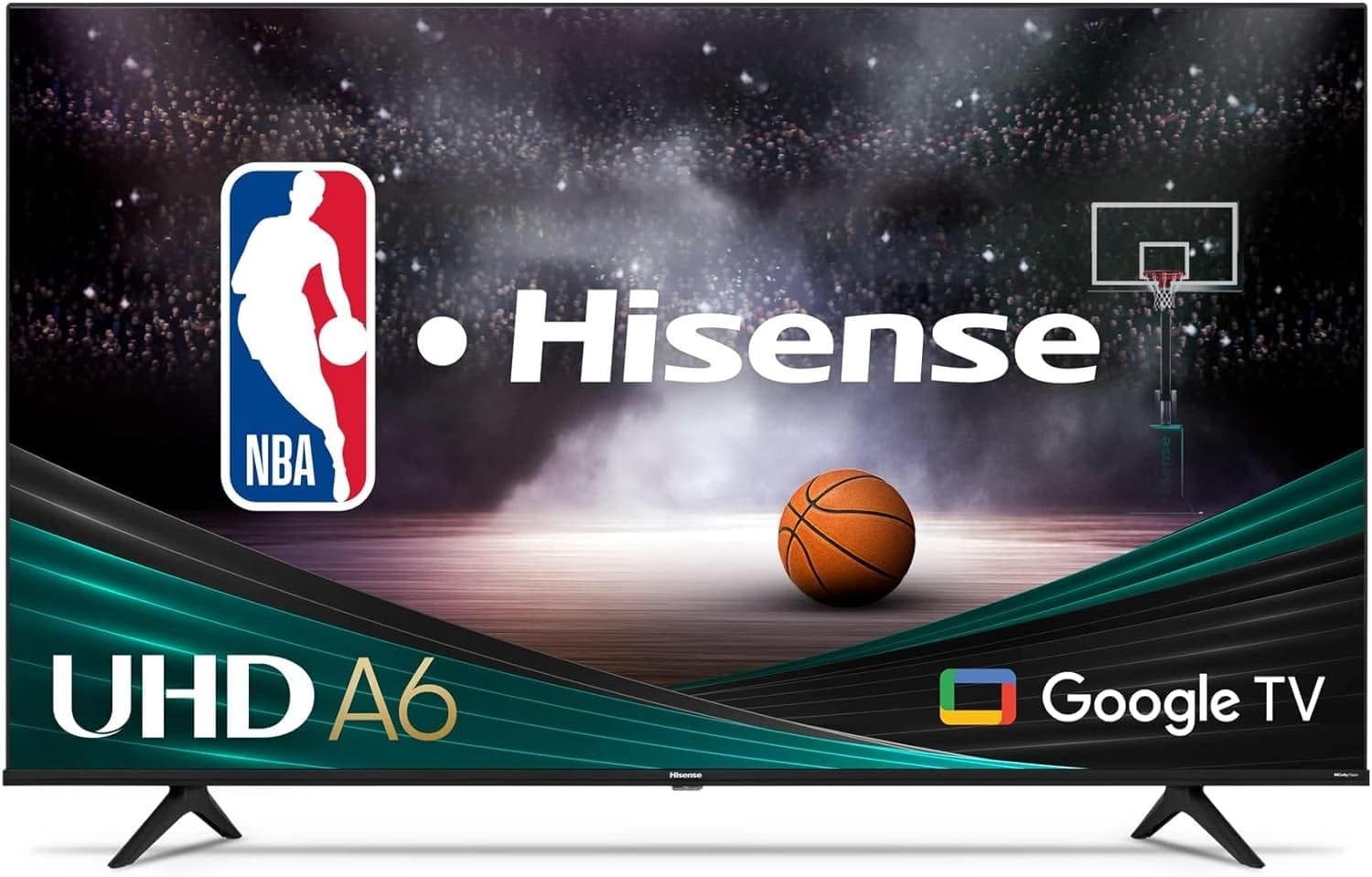 Hisense 43-Inch Class A6 Series 4K UHD Smart Google TV with Alexa Compatibility, Dolby Vision HDR, DTS Virtual X, Sports  Game Modes, Voice Remote, Chromecast Built-in (43A6H) , Black