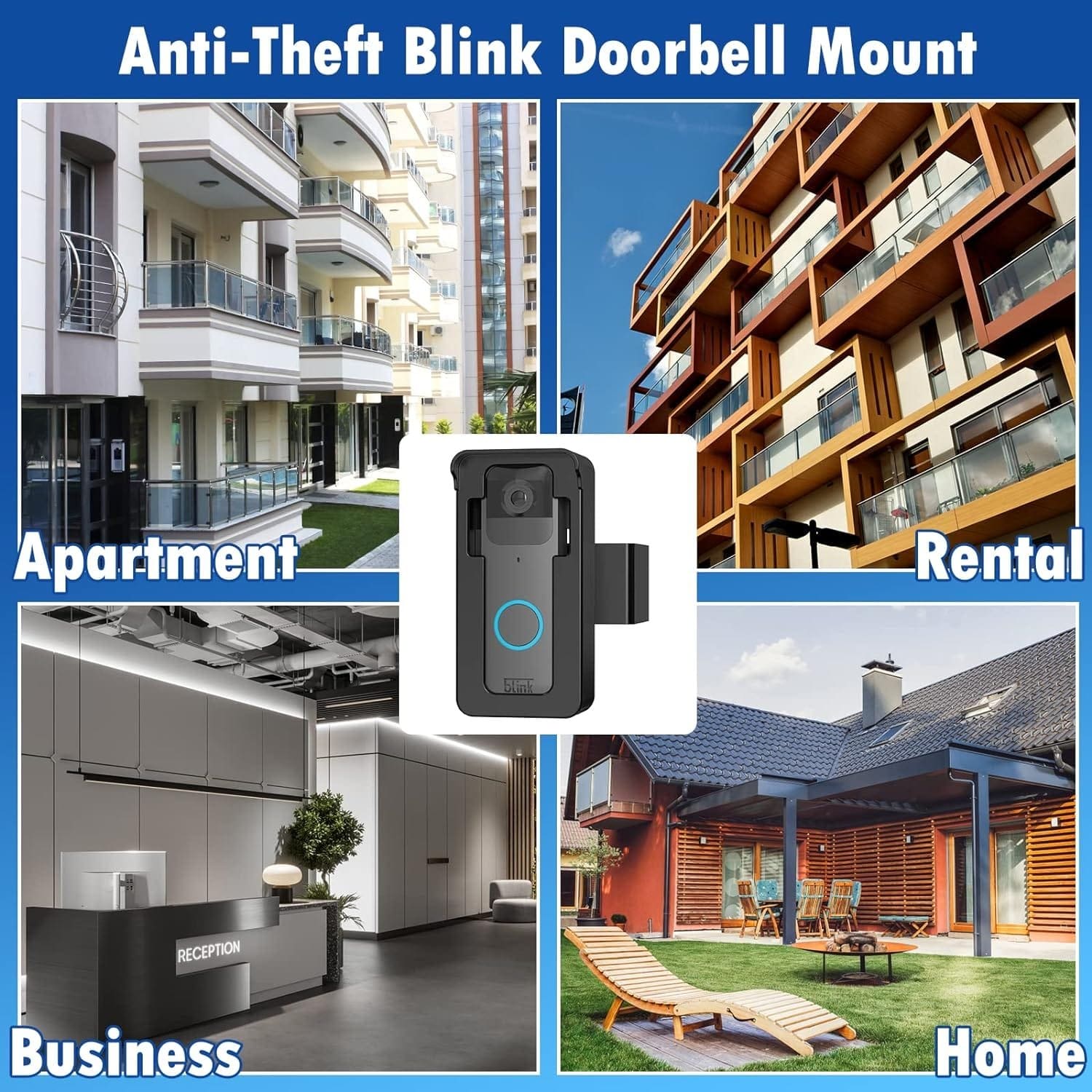 Mrount Anti-Theft Blink Doorbell Camera Mount Compatible with Blink and Video Doorbell 4/3/3 Plus/2/1/(2020 Release), No-Drill Mounting Bracket, Blink Video Door Cover for Home Rentals Office Room