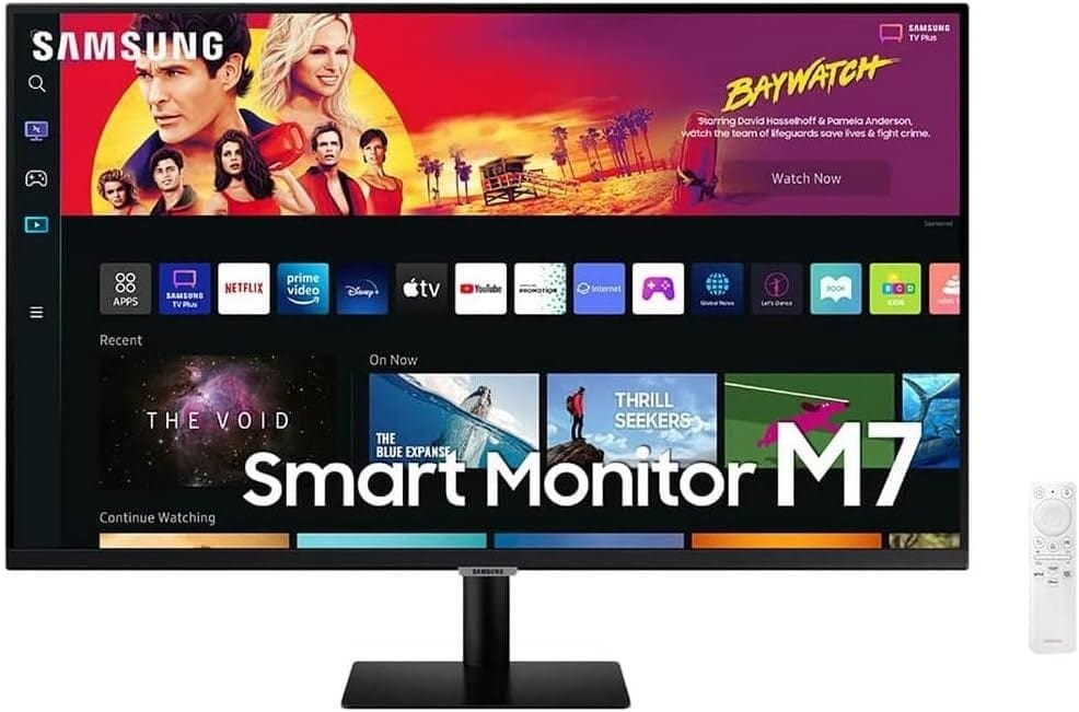 SAMSUNG 43 M70B Series 4K UHD USB-C Smart Monitor  Streaming TV, 4ms, 60Hz, HDR10, Wireless Display, Gaming and IoT Hubs, Alexa Built-in, 2022, LS43BM702UNXZA, Black