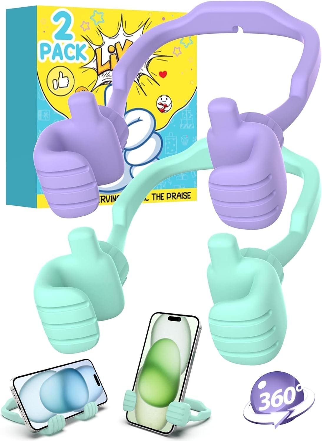 Stocking Stuffers for Women Men Teens Girls Women Gifts for Christmas: 2 PACK Thumbs Up Lazy Cell Phone Stand Holder Cool Gadgets Novelty Funny Gift Ideas for Teenage Boys Adults Wife Her Mom Husband