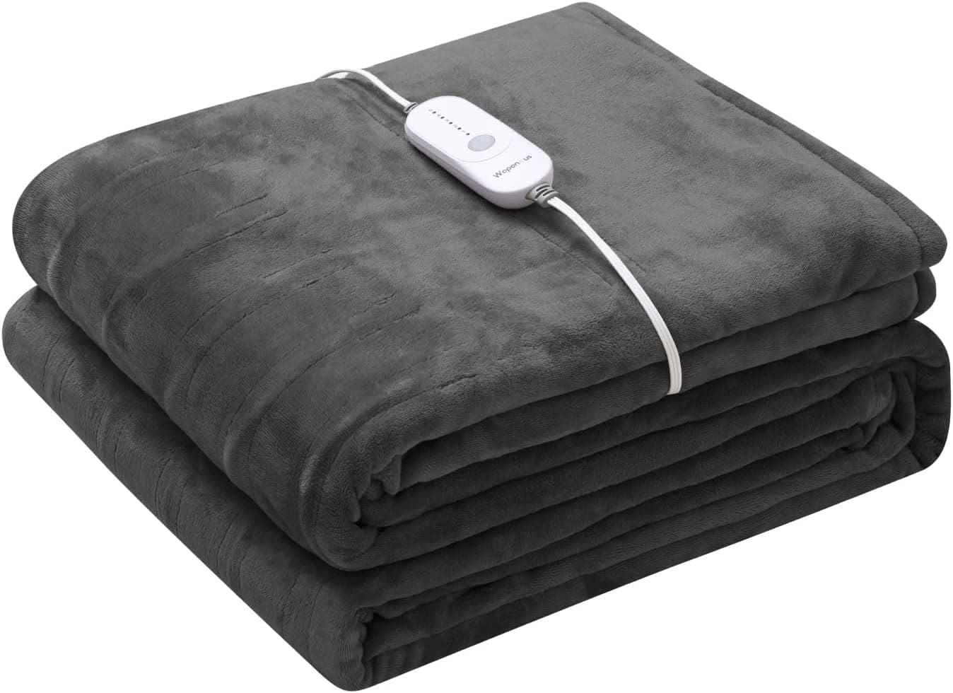 Wapaneus Electric Blanket 72”x84” Flannel Heated Blanket Full Size with 5 Heating Settings 10 Hours Auto-Off, Fast-Heating, ETL Listed, Machine Washable, Dark Grey