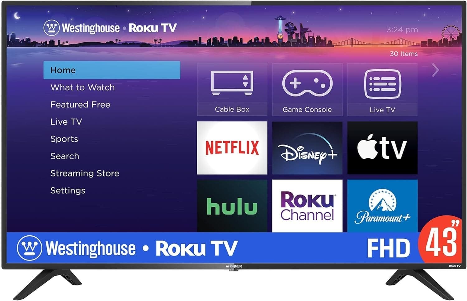 Westinghouse Roku TV - 43 Inch Smart TV, 1080P LED Full HD TV with Wi-Fi Connectivity and Mobile App, Flat Screen TV Compatible with Apple Home Kit, Alexa and Google Assistant