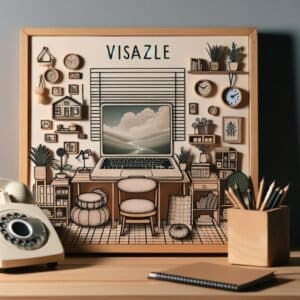 A framed piece of art with the word visale on it.