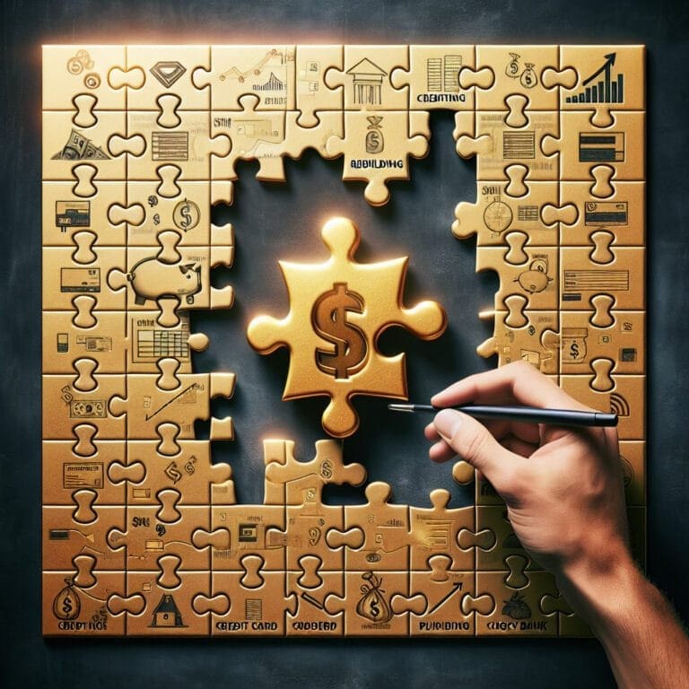 A person is holding a gold puzzle piece with a dollar sign on it.