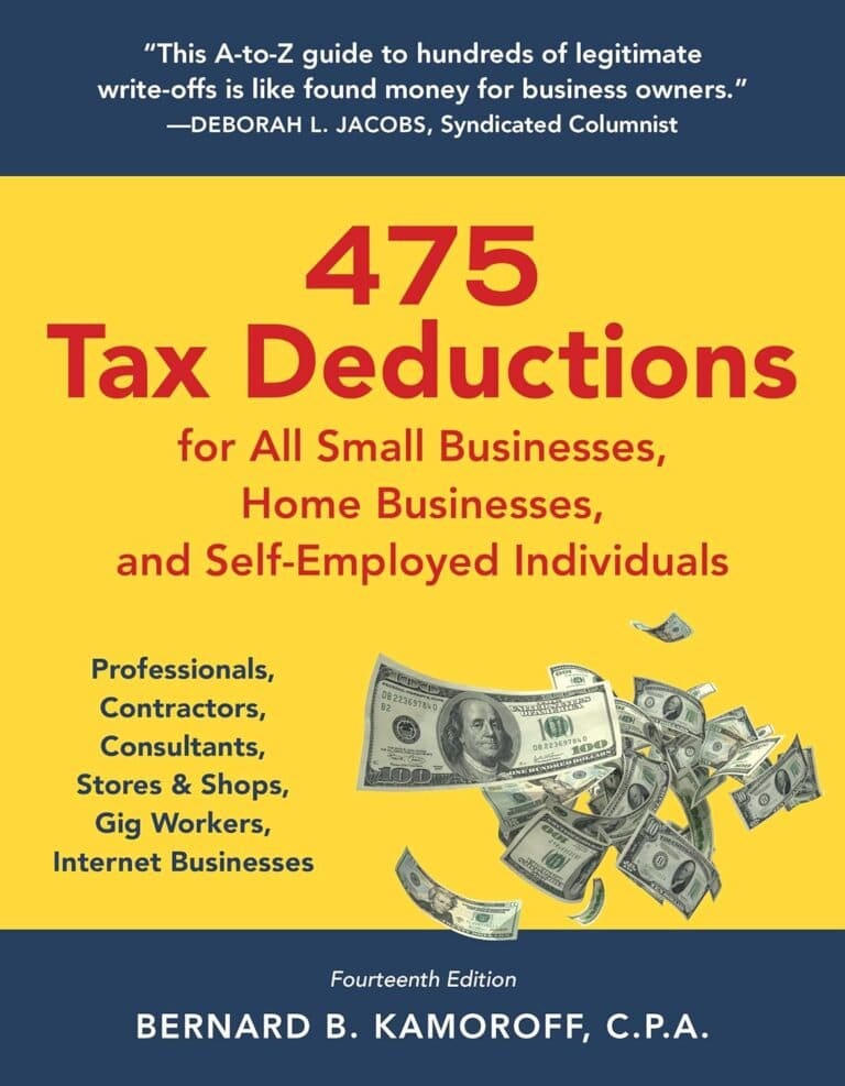 The cover of 475 tax deductions for all small businesses, home, and self-employed individuals.