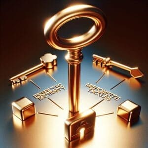 A golden key surrounded by a set of keys.