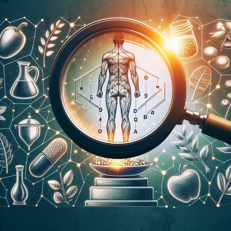 A magnifying glass with a magnifying glass over a human body.