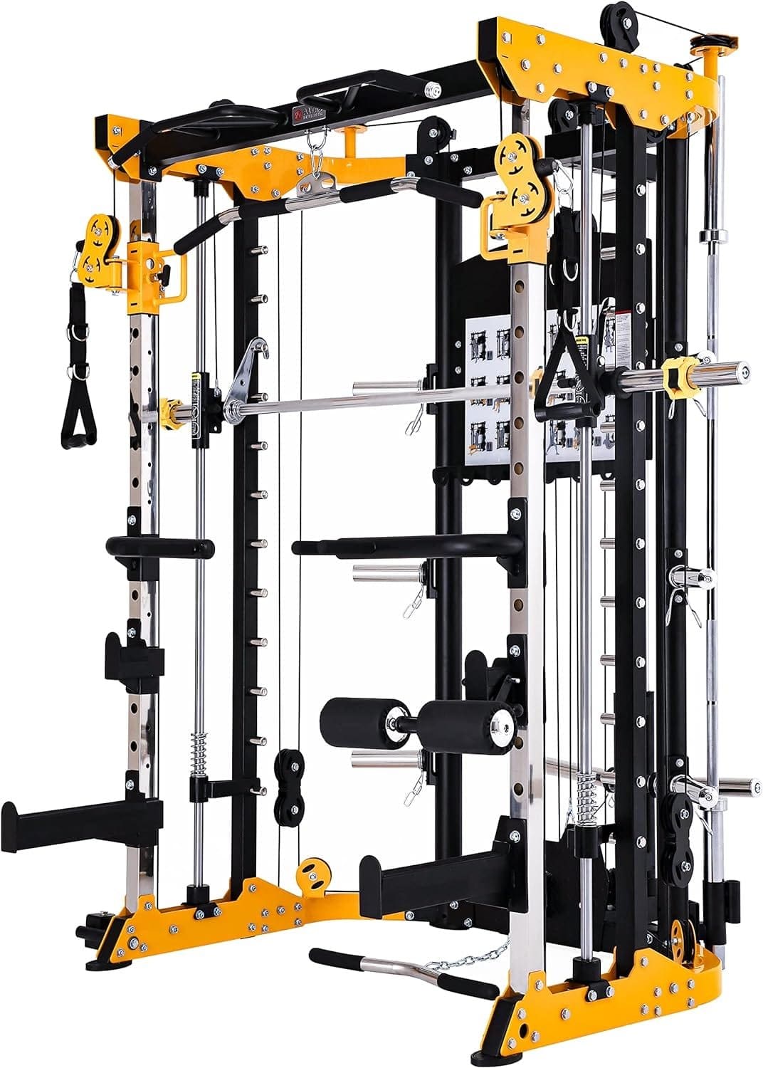 Altas Strength Light Commercial Home Gym Smith Machine with Pulley System Linear Bearing Cage Workout Upper Body Strength Training Equipment Leg Developer Weight Lifting Machine 3059