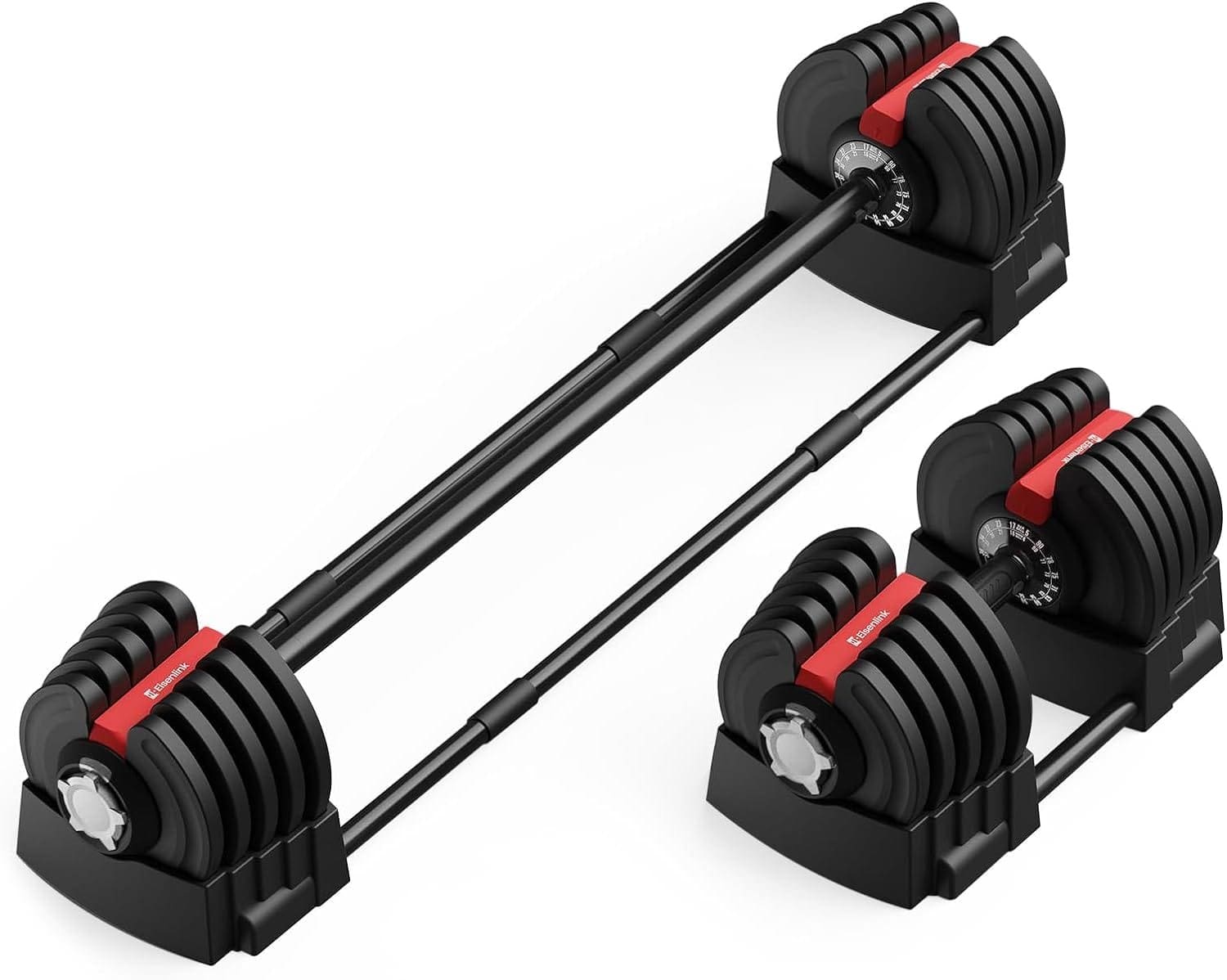 Eisenlink Adjustable Dumbbells 52.5LB /90LB Dumbbell Set, Anti-Slip Handle with 1S Weight Adjustment for Full Body Exercise Fitness Workout Home Gym Equipment