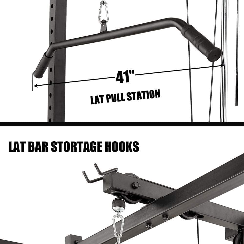 fissfire Power Cage with LAT Pulldown Home Gym 1200lbs Workout Equipment LAT Pulldown Pulley System Attachment