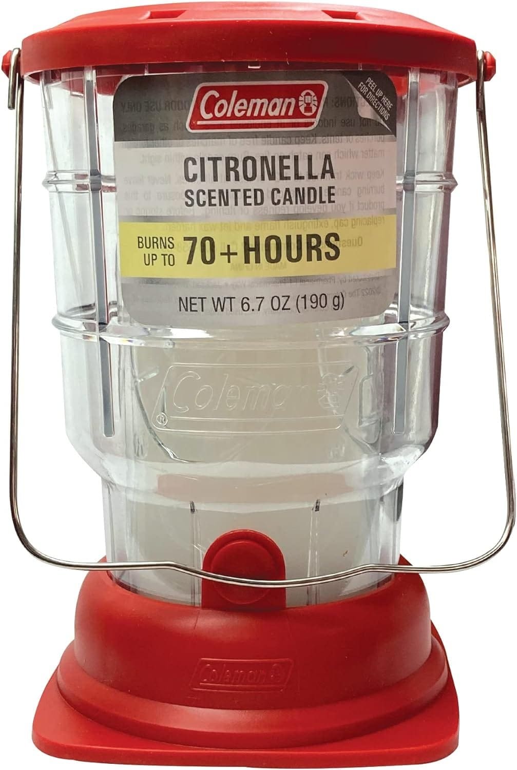 Coleman 70+ Hour Outdoor Candle Lantern - Classic Design, Easy Carry  Hang, Extended Burn Time - Essential for Camping, Picnics, and Patio Ambiance - 6.7 oz, Red