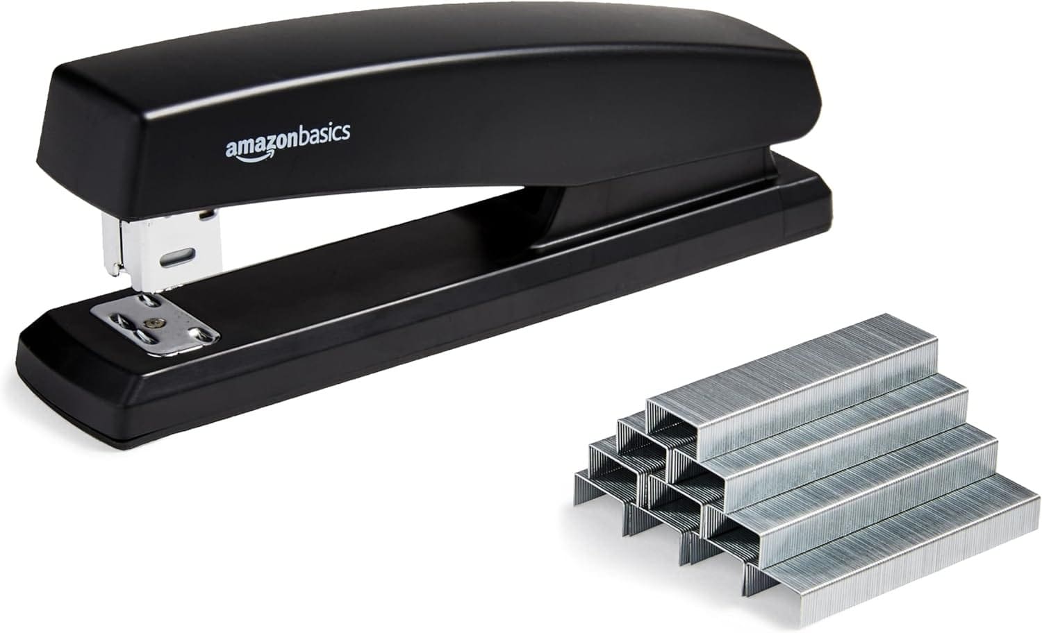 Amazon Basics Stapler with 1000 Staples, Office Stapler, 25 Sheet Capacity, Non-Slip, Black